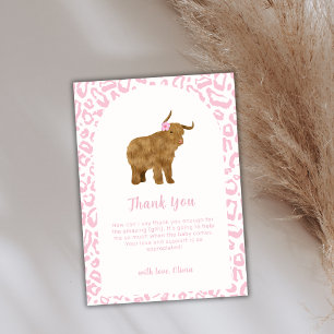 Carte De Remerciements Boho rose mignon Sainte vache Floral Girl Baby sho