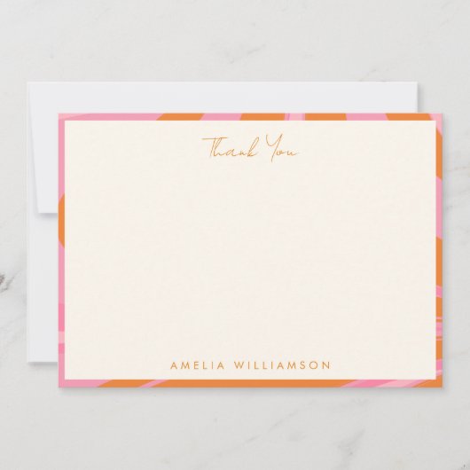 Carte De Remerciements Boho rose orange Abstrait marbre Nom Customisé (Devant)