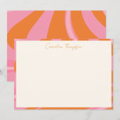 Carte De Remerciements Boho Rose Orange Abstrait Marbre Nom Personnalisé (Devant / Derrière)