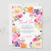 Carte De Remerciements Boho rose orange d'été fleurie douche nuptiale (Devant)