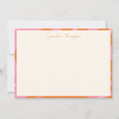 Carte De Remerciements Boho Rose Orange Marbre Nom Personnalisé (Devant)