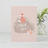 Carte De Remerciements Boho rose pâle Boho bois renards Baby shower plat (Debout devant)