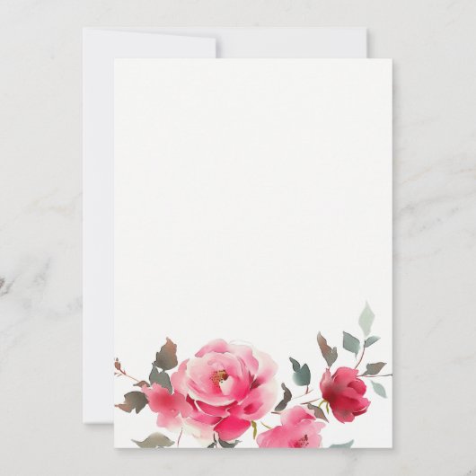 Carte De Remerciements Boho Rouge Rose Fleurs Mariage d'aquarelle (Dos)