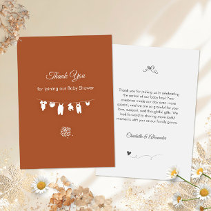 Carte De Remerciements Boho rouille minimaliste Baby shower neutre pour l