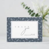 Carte De Remerciements Boho Royal Blue Opulence Feuilles Photo Mariage (Debout devant)