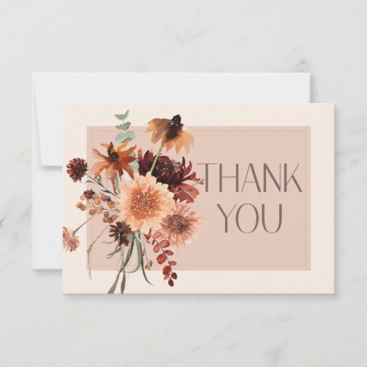 Carte De Remerciements Boho Rust & Cream Fall Floral Mariage (Devant)