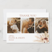 Carte De Remerciements Boho Rust Terracotta Pampas Photo Mariage Appartem (Devant)