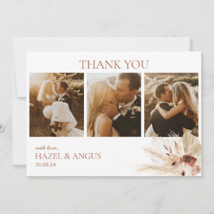 Carte De Remerciements Boho Rust Terracotta Pampas Photo Mariage Appartem