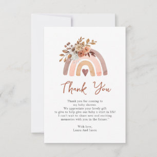 Carte De Remerciements Boho Rust Terracotta Rainbow Baby shower
