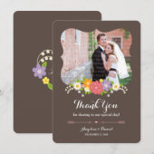 Carte De Remerciements Boho Rustic Floral Mariage (Devant / Derrière)