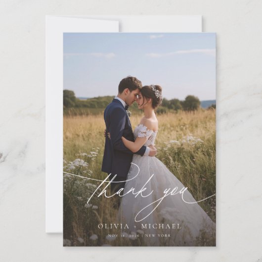 Carte De Remerciements Boho Rustic Photo Mariage (Devant)