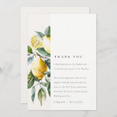 Carte De Remerciements Boho Rustique Aquarelle Jaune Citron Jaune Mariage (Devant / Derrière)