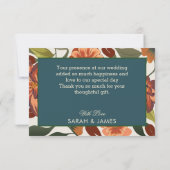 Carte De Remerciements Boho Rustique moderne Mariage de automne Floral (Dos)