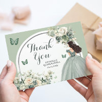 Boho Sage Green Floral Princesse Quinceañera