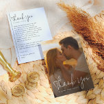 Carte De Remerciements Boho Script & Typographie classique Mariage photo<br><div class="desc">Un carte de remerciements photo moderne qui correspond à notre collection Boho Script & Classic Typography 2 Photos Mariage. Cette conception comporte une photo fiançailles de votre choix et "merci" est écrit dans un script manuscrit boho. Le dos du design comporte un message de remerciement chaleureux personnalisé pour l'express de...</div>