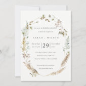 Carte De Remerciements Boho Sec Palm Pampas Grass Floral Mariage Inviter (Devant)