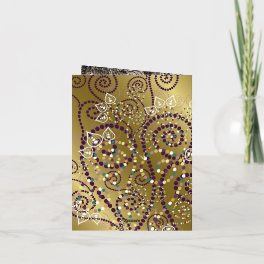 Carte De Remerciements Boho Spirales Violettes Or Photo Mariage Remerciem (Dos)