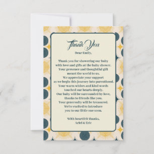Carte De Remerciements Boho Sun Moon Stars Blue Yellow Baby shower