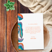 Carte De Remerciements Boho Super Retro Bleu Orange Typographie Wavy Line