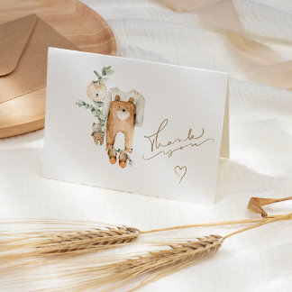 Carte De Remerciements Boho Teddy Bear Baby Shower
