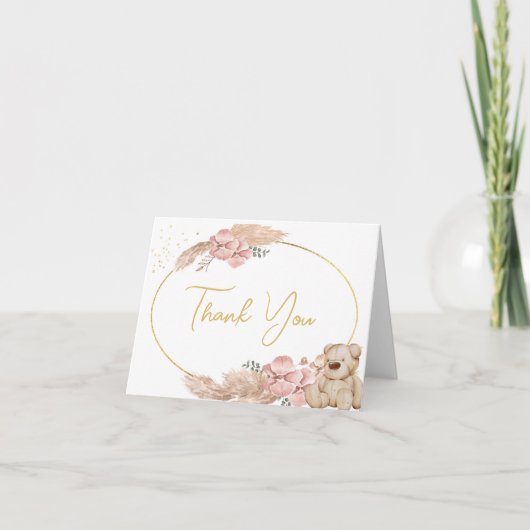 Carte De Remerciements Boho Teddy Bear Baby shower ou anniversaire (Devant)