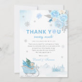 Carte De Remerciements Boho Teddy Bear Snowflake Baby shower d'hiver (Devant)