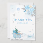Carte De Remerciements Boho Teddy Bear Snowflake Baby shower d'hiver (Dos)