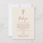 Carte De Remerciements Boho Terracotta brûlé Orange Rustique Mariage (Devant)