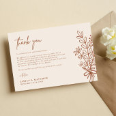 Carte De Remerciements Boho Terracotta brûlé Orange Rustique Mariage