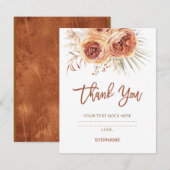 Carte de remerciements Boho Terracotta Floral Fête (Devant / Derrière)