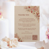 Carte De Remerciements Boho Terracotta Floral Kraft Mariage Qr Code