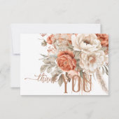 Carte De Remerciements Boho Terracotta Pêche & Crème Floral Blanc Mariage (Devant)