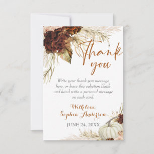 Carte De Remerciements Boho Tombez Amoureux Flora Orange Brûlé Enterremen