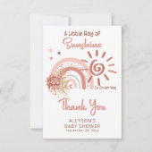 Carte De Remerciements Boho Un petit rayon de soleil Baby shower fille (Devant)