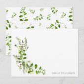 Carte De Remerciements Boho Végétal Aquarelle Floral Shower de Mariage (Devant / Derrière)