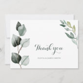 Carte De Remerciements Boho Verdure Aquarelle Eucalyptus Mariage (Devant)
