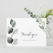 Carte De Remerciements Boho Verdure Aquarelle Eucalyptus Mariage (Debout devant)