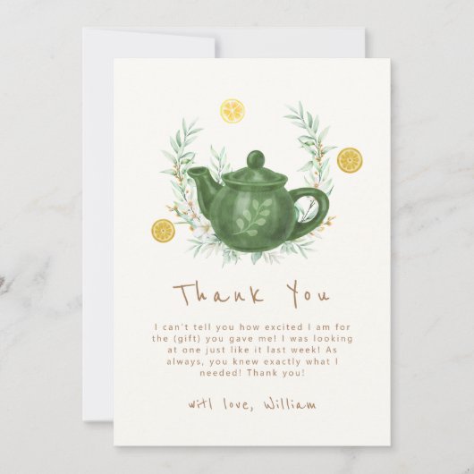 Carte De Remerciements Boho verdure Baby Shower thé à l'orange (Devant)