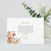 Carte De Remerciements Boho Vin Léger Fleurs Feuilles Baptême orthodoxe (Debout devant)