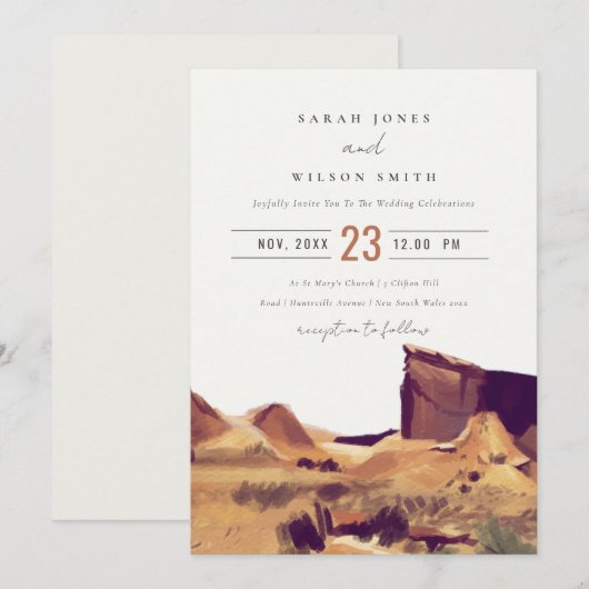 Carte De Remerciements Boho Watercolor Desert Landscape Wedding Invitatio (Devant / Derrière)