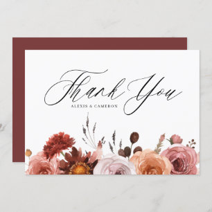 Carte De Remerciements Boho Watercolor Fall Flower Mariage