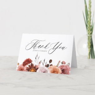 Carte De Remerciements Boho Watercolor Fall Flower Mariage