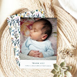 Carte De Remerciements Boho Watercolor Fleur sauvage Simple Baby Photo<br><div class="desc">Boho Aesthétique Aquarelle Fleur sauvage Personnalisé Nouveau-né Carte de remerciements photo</div>