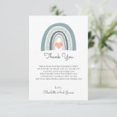 Carte De Remerciements Boho Watercolor Rainbow Boy Baby shower (Debout devant)
