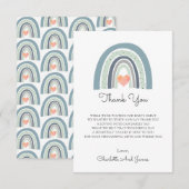 Carte De Remerciements Boho Watercolor Rainbow Boy Baby shower (Devant / Derrière)