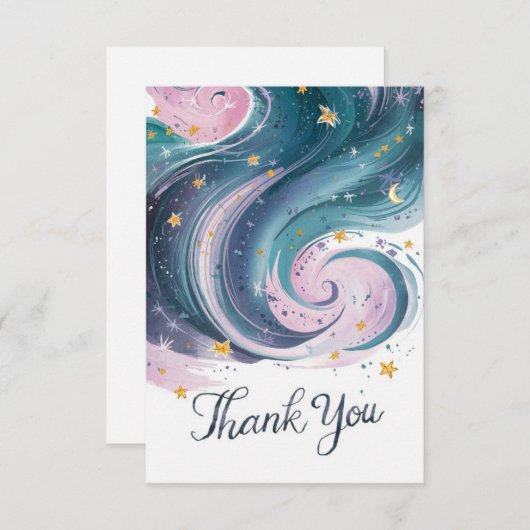 Carte De Remerciements Boho Whimsical Starry Celestin (Devant / Derrière)