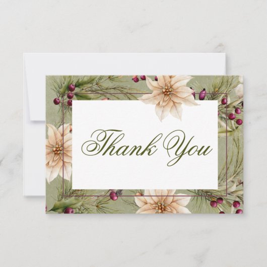 Carte De Remerciements Boho Winter Greenerenergey Boughs Sage Green Maria (Devant)