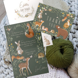 Carte De Remerciements Boho Woodland Animaux Forest Friends Baby shower
