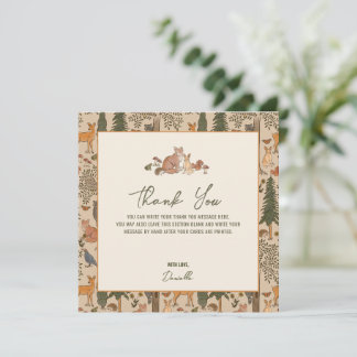 Carte De Remerciements Bois Animaux Baby shower garçon