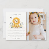 Carte De Remerciements Bois Bébé Lion Foliage Photo N'Importe Quel Âge An (Devant)